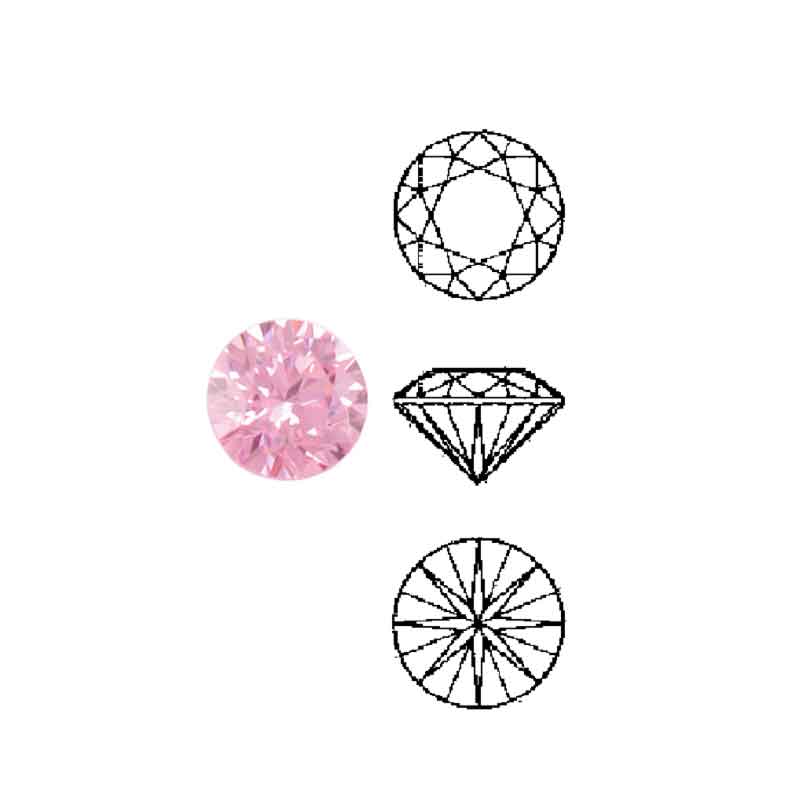 Cubic Zirconia sintetiche rosa, rotonde