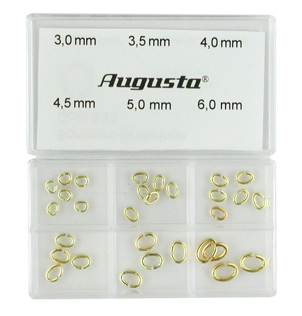 Assortimento di anellini ovali, oro 333, 3 - 6 mm Assortimento di anellini ovali, oro 333, 3 - 6 mm