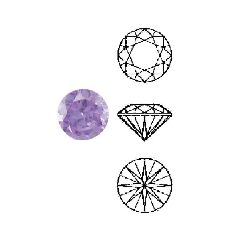 Cubic Zirconia sintetiche violetta, rotonde