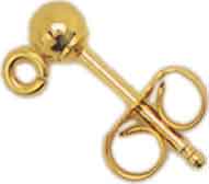 Ear stud 3 mm with ball and loop gold 333