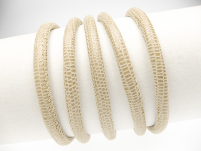 Cordoncino di nappa, stampa lucertola, tondo con cucitura, Ø 4 mm, beige chiaro Cordoncino di nappa, stampa lucertola, tondo con cucitura, Ø 4 mm, beige chiaro