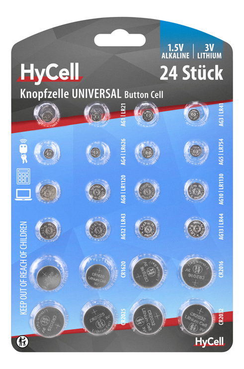 HyCell set with coin cells and lithium batteries