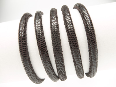 Cordoncino di nappa, stampa lucertola, tondo con cucitura, Ø 4 mm, nero