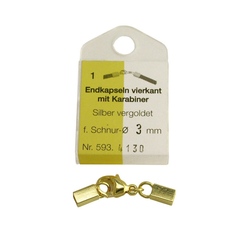 Chiusura a moschettone con 2 terminali quadrati 4 mm