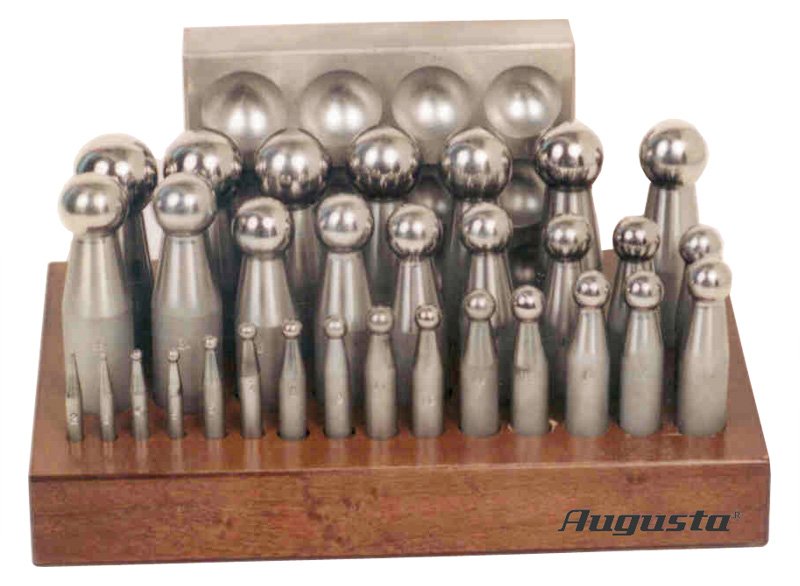 Round head punches with dapping block