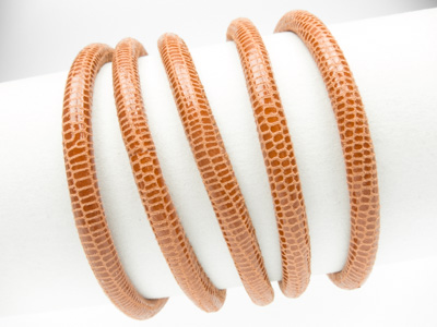 Cordoncino di nappa, stampa lucertola, tondo con cucitura, Ø 4 mm, marrone scur Cordoncino di nappa, stampa lucertola, tondo con cucitura, Ø 4 mm, marrone scur