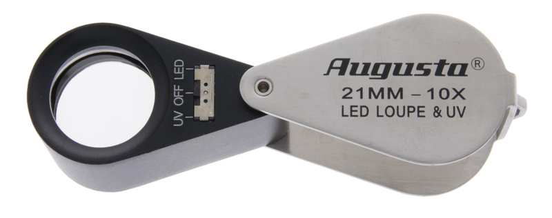 Pocket loupe with 6 leds and UV-light