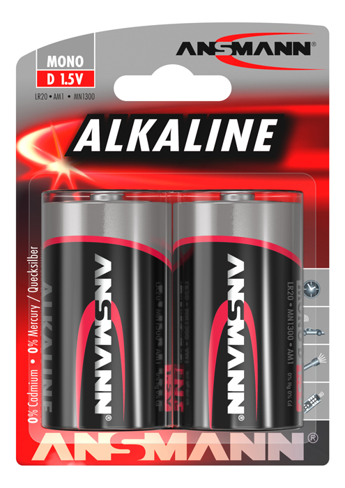 ANSMANN batterie alcaline mono LR20 - D - blister da 2 pezzi ANSMANN batterie alcaline mono LR20 - D - blister da 2 pezzi