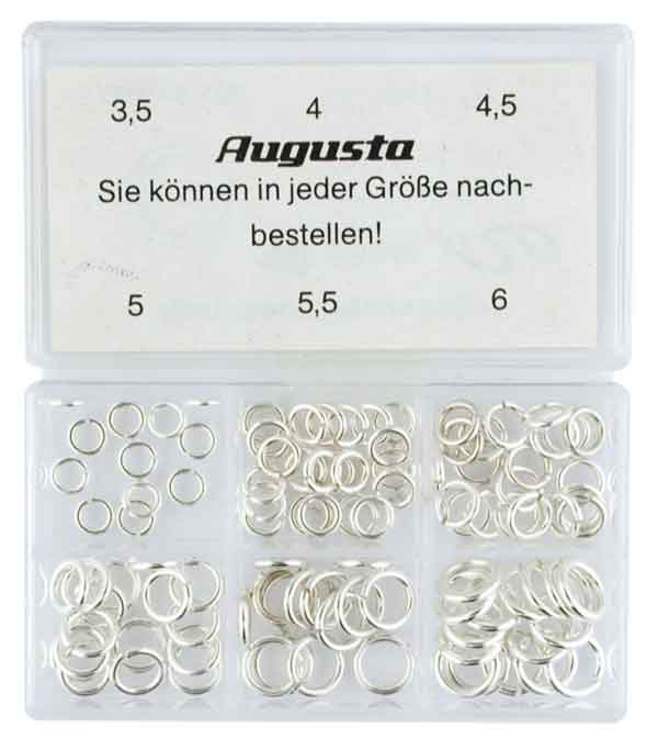 Assortimento di anellini tondi, argento, 2,5 - 6 mm, 120 pz.