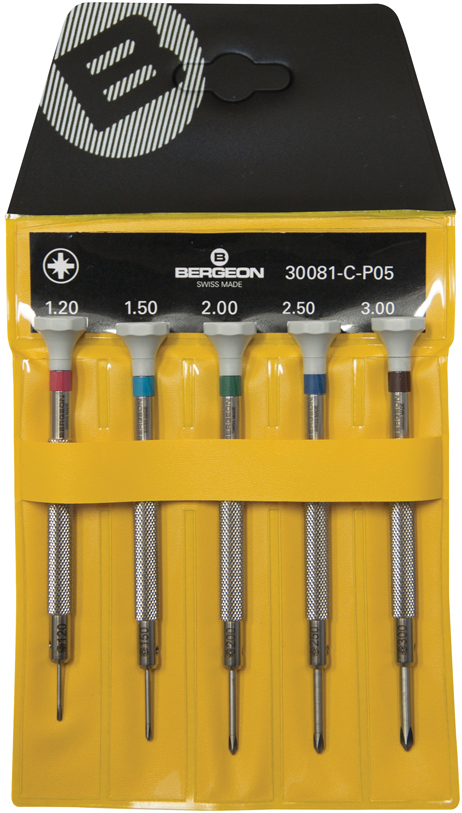 Bergeon screwdriver assortment with Philips blades