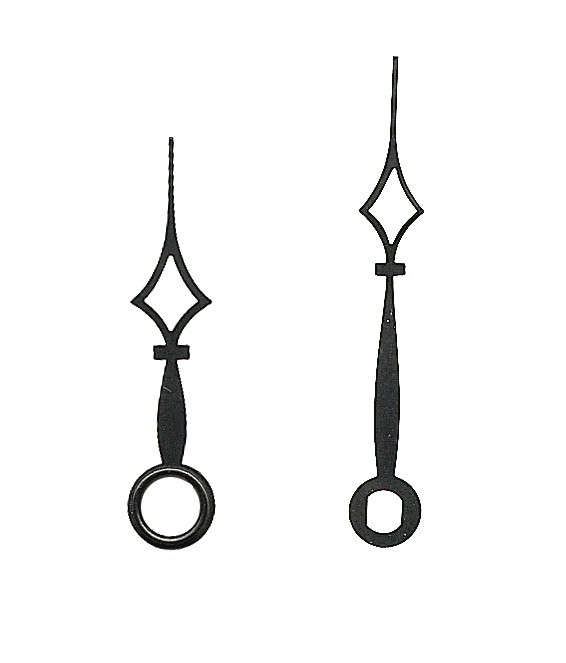 Lancette per movimenti al quarzo, nere, 38/27 mm