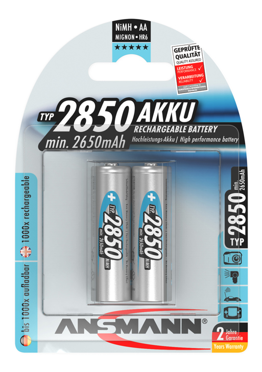 Batterie ANSMANN Mignon ricaricabili, 2850 mAh, HR6 - AA Batterie ANSMANN Mignon ricaricabili, 2850 mAh, HR6 - AA