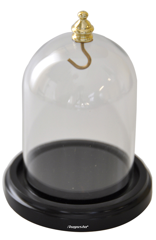 Campana di vetro porta orologi da tasca con base in legno nera