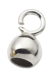 End caps with small open eyelet, white gold 333