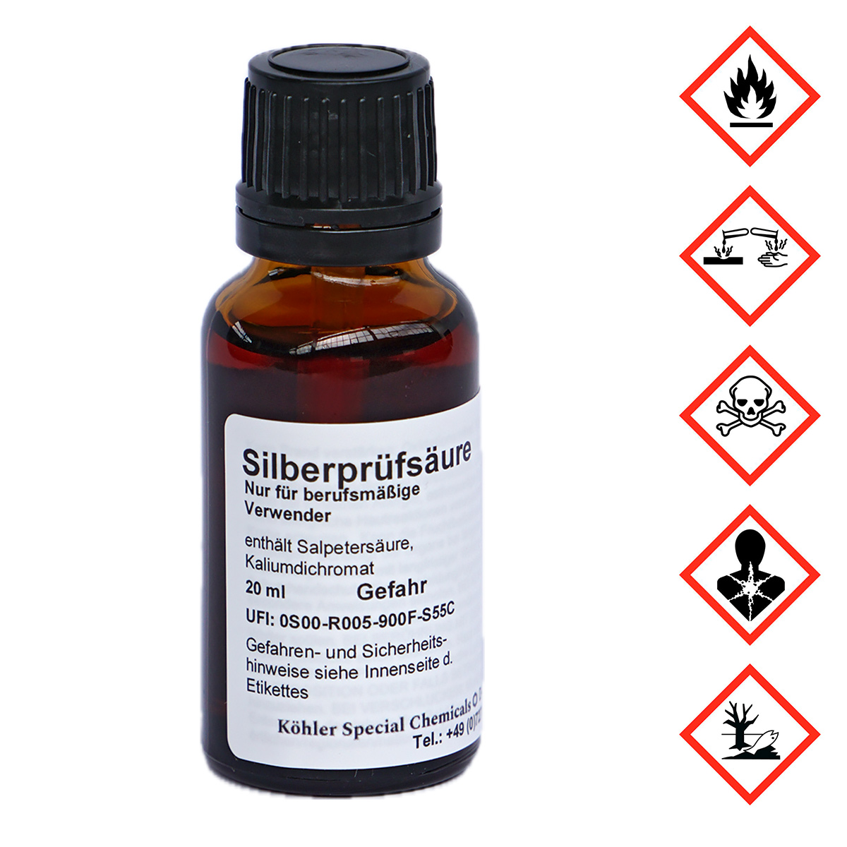 Test acid for silver