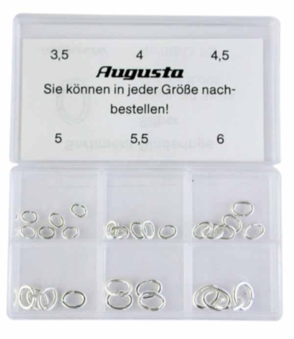 Assortimento anellini ovali, argento, 3,5 - 6 mm, 30 pz.