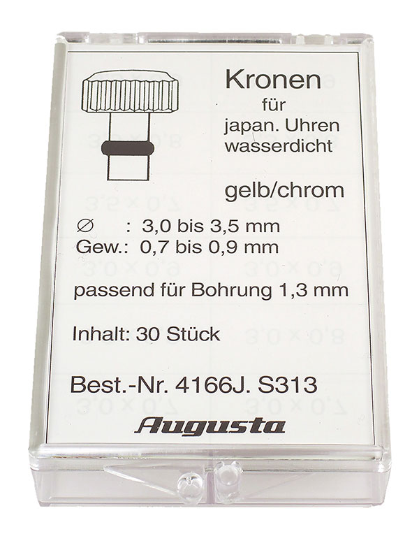 Assortimenti di corone impermeabili, laminate e cromate, 1,3 mm Assortimenti di corone impermeabili, laminate e cromate, 1,3 mm