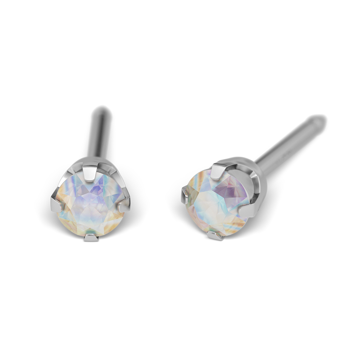 System 75 ear studs, 14 ct yellow gold white rhodium plated