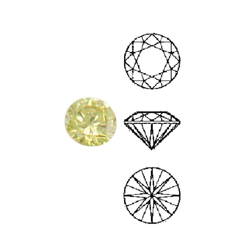 Cubic Zirconia sintetiche gialle, rotonde Cubic Zirconia sintetiche gialle, rotonde