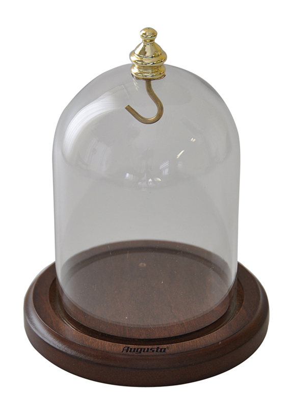 Campana di vetro porta orologi da tasca con base in legno marrone scuro Campana di vetro porta orologi da tasca con base in legno marrone scuro